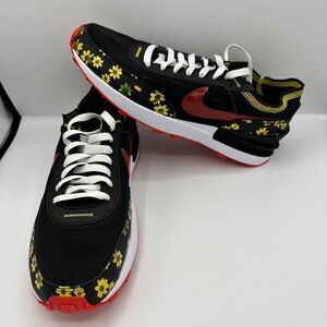 Men's Nike Waffle One Black/Habanero Red/Vivid Sulfur-White Size Mens 9.5